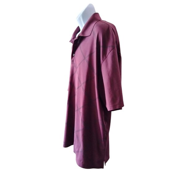 Roundtree & Yorke Size 3XT Polo Shirt Mens Performance Burgundy Diamond Pattern - Picture 6 of 8